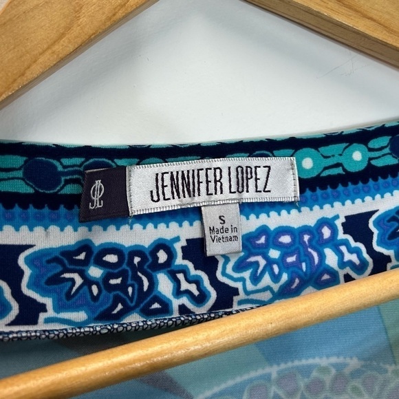 Jennifer Lopez JLO Paisley Blouson Dolman Sleeve Wide Neck Dress Belt Small S - Picture 4 of 5